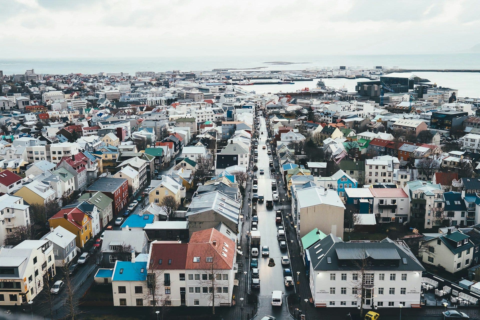 Overview of Reykjavik city in Iceland