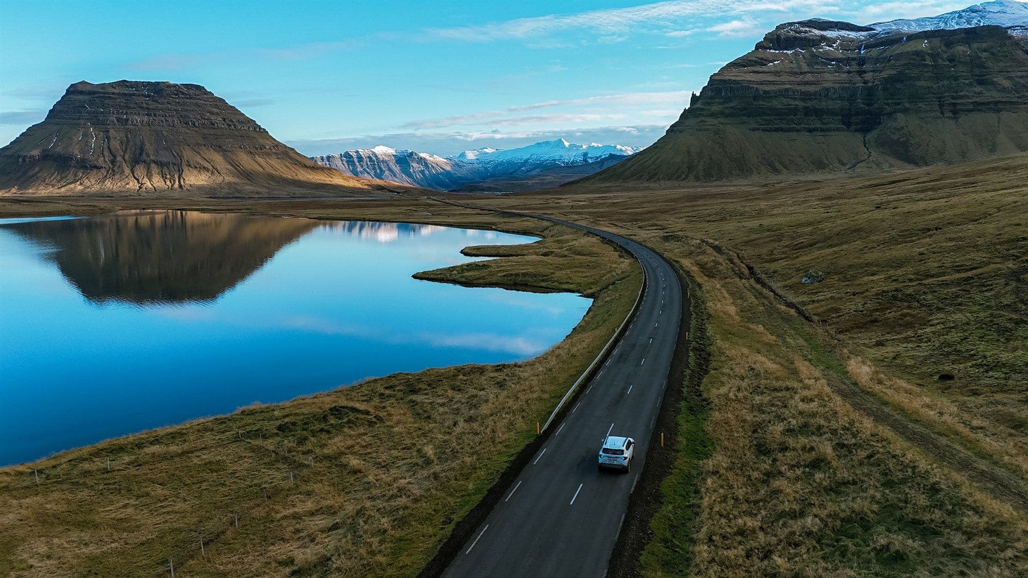 vehicle driving the ring road in Iceland