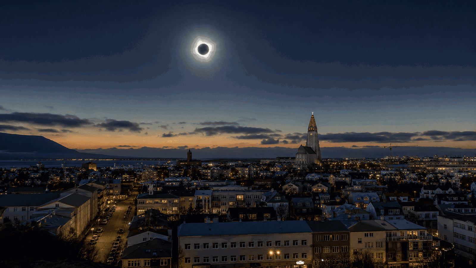 An example of how the solar eclipse over Reykjavik will be