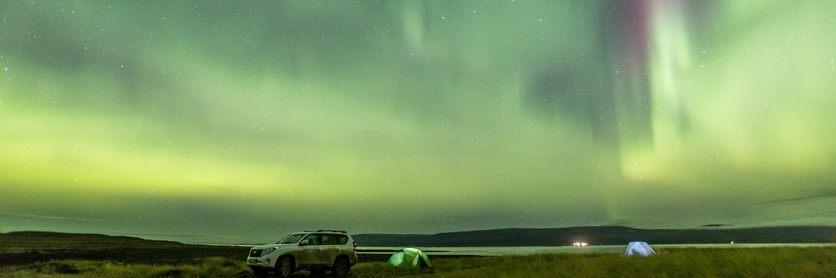 The northern lights in the sky in Iceland