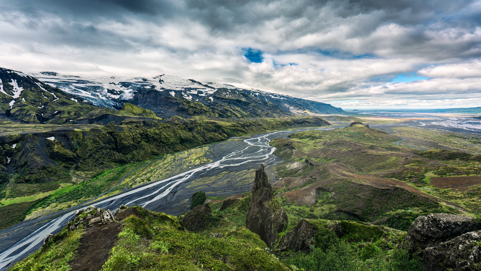 Rugged landscape of the Thorsmork Valley.