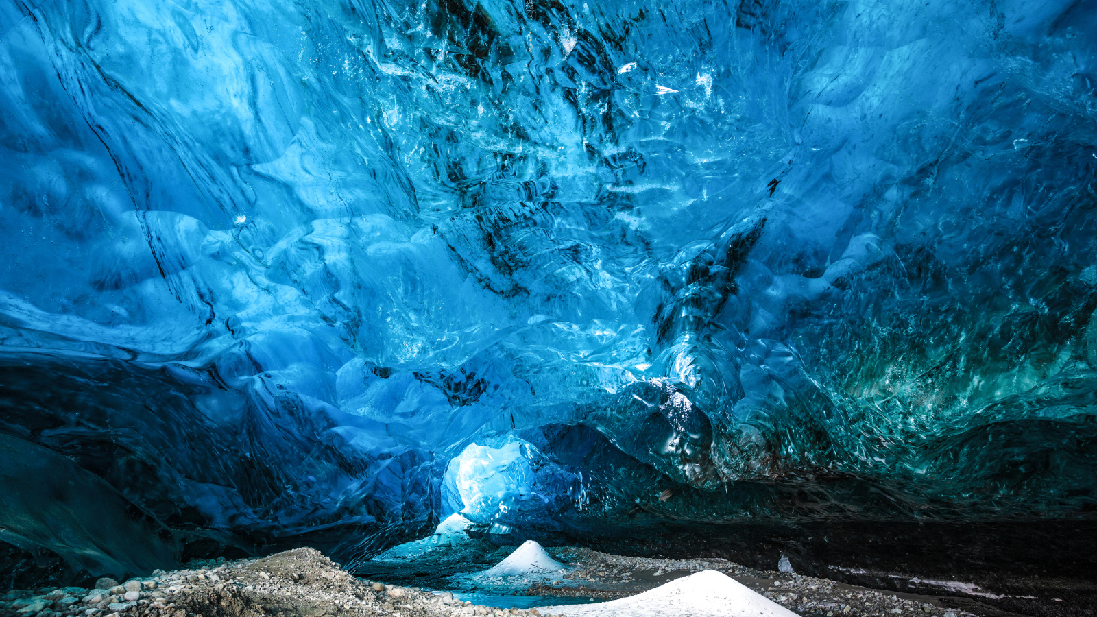 A glacial ice cave in Iceland. 