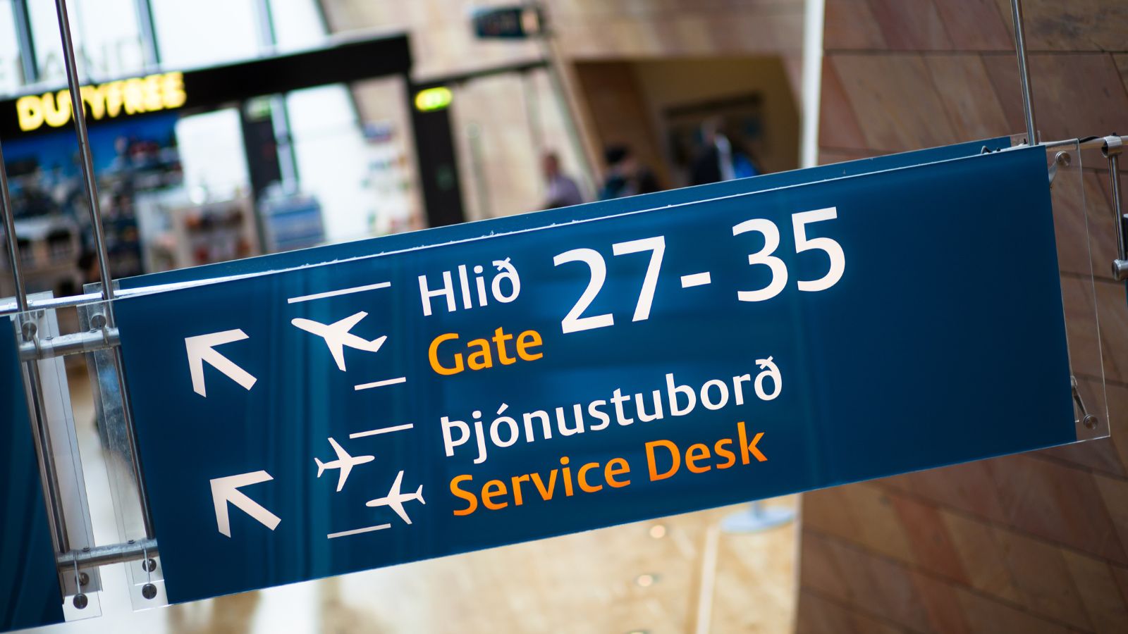 Sign at Keflavík International Airport.