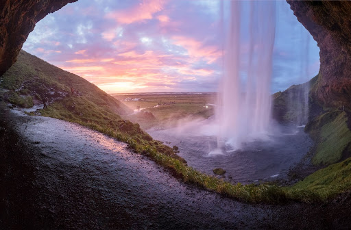 Seljalandsfoss during the Midnight Sun