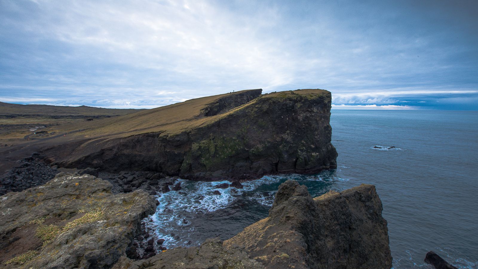 Cliffs along the Reykjanes Peninsula shoreline.