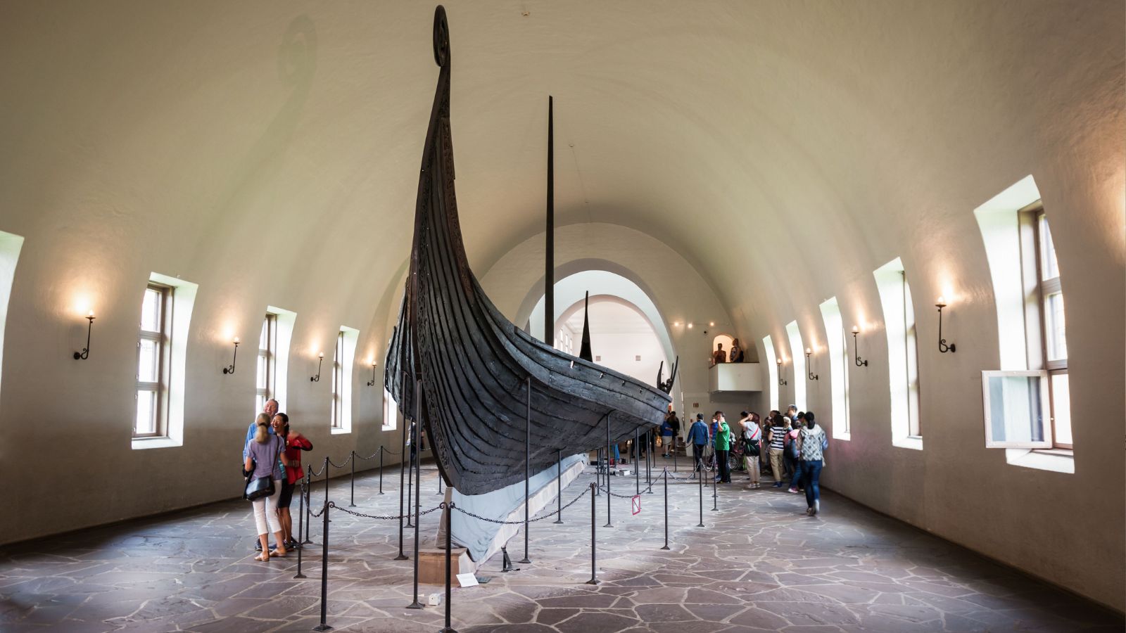 Replica Viking longship at the Viking World Museum in Iceland. 