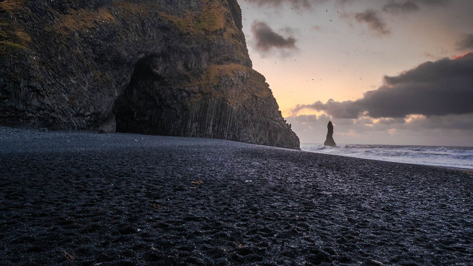Cave and cliffs at Reynisfjara. 