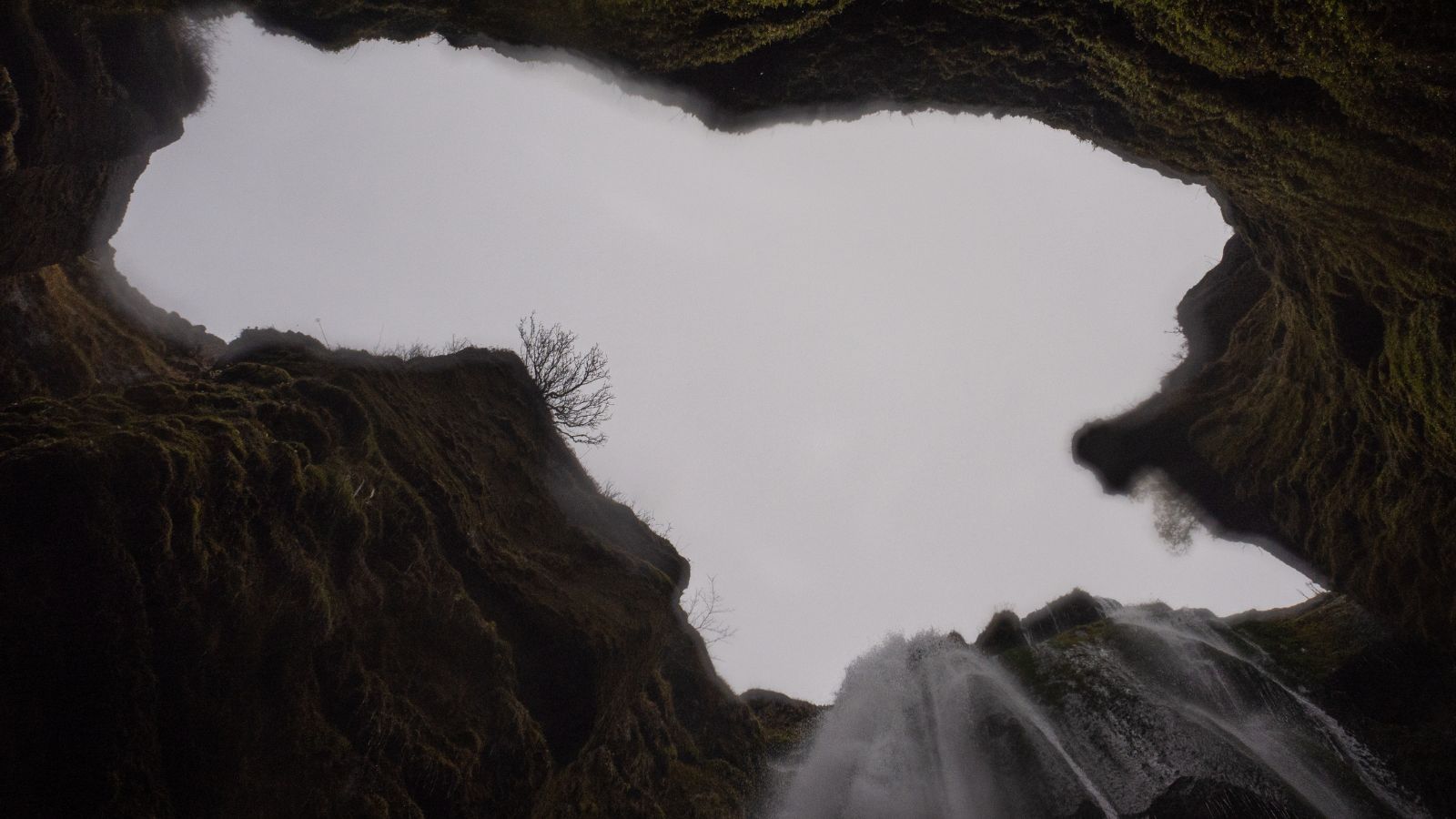 The view from the bottom of Gljúfrabúi waterfall gorge.