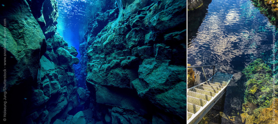 Underwater surroundings in the Silfra fissure, Iceland.
