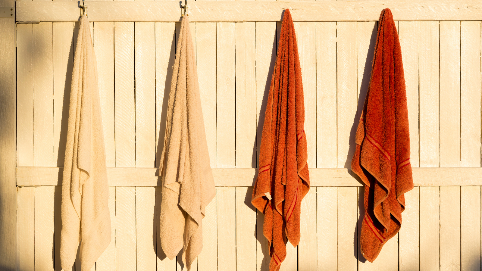 Towels Hanging Outdoors on Hook 