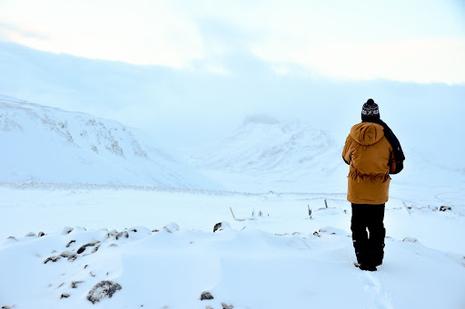 Person walking on snow in Langjokull